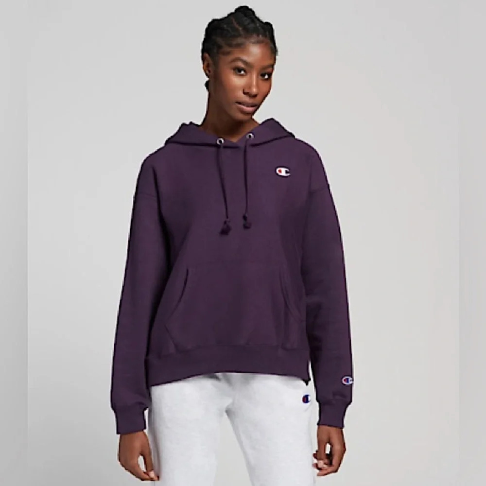 Champion Reverse Weave Womens S Plum Purple Pullover Hoodie Fleece Sweatshirt